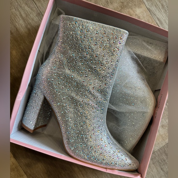 White Rhinestone Booties - Picture 3 of 4